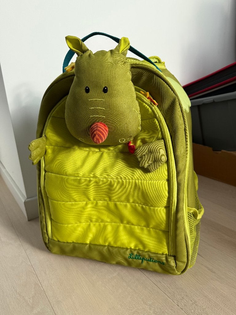 Lilliputiens, groene kinder reistrolley op wieltjes, Ophalen, Gebruikt