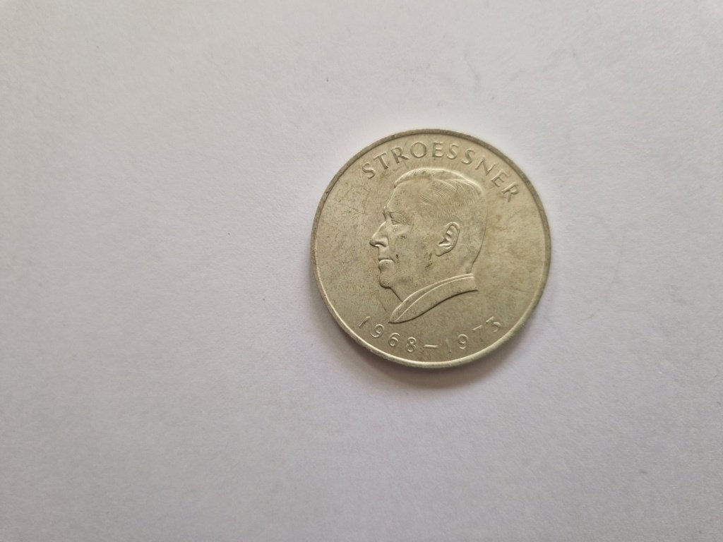 Zilveren verzamelmunt Stroessner Paraguay 1968, Ophalen of Verzenden, Zuid-Amerika, Losse munt, Zilver