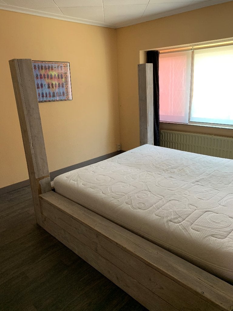 Steigerhouten hemelbed, Ophalen, Gebruikt, Tweepersoons, Overige maten