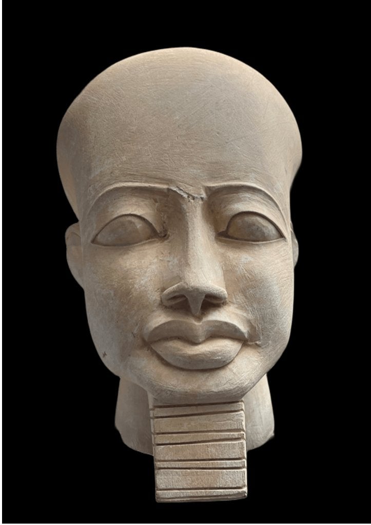 Egyptisch gebeeldhouwd kalkstenen hoofd — Caïro 1990, Antiek en Kunst, Kunst | Beelden en Houtsnijwerken, Ophalen, Overige onderwerpen