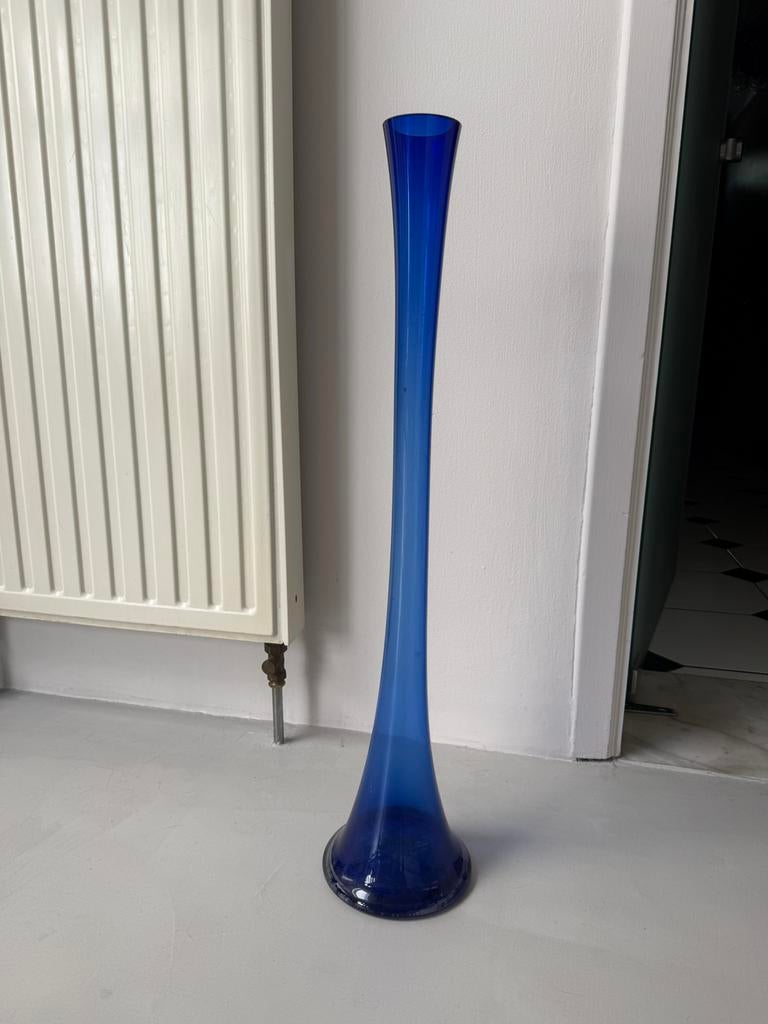 Vase soliflore verre 80cm, Enlèvement, Comme neuf, Bleu, Verre
