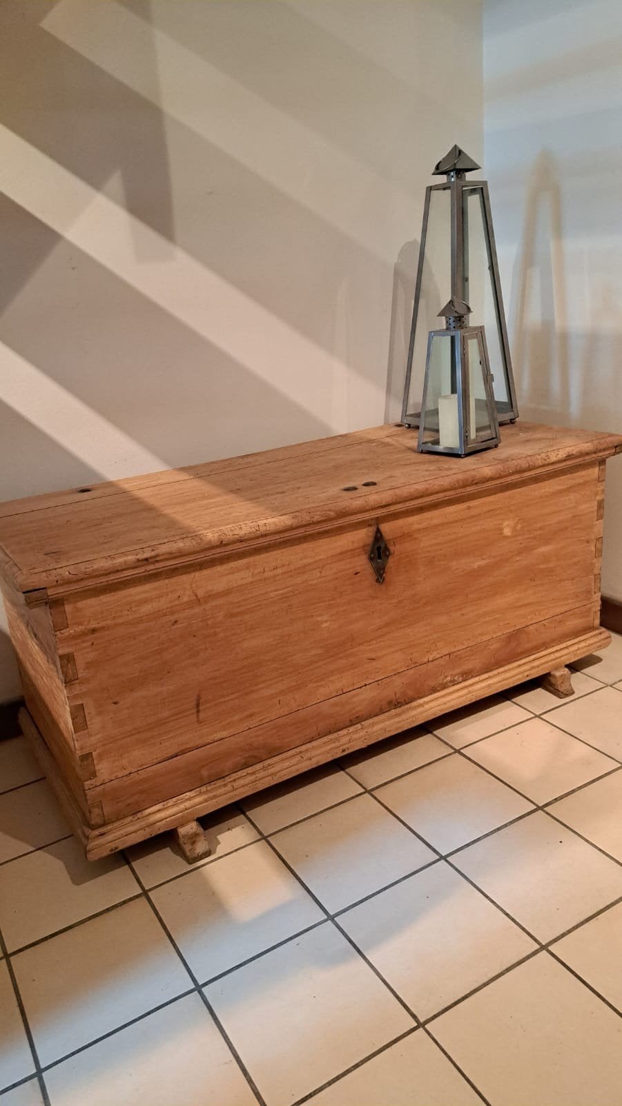 Prachtige, grote, houten koffer, Ophalen