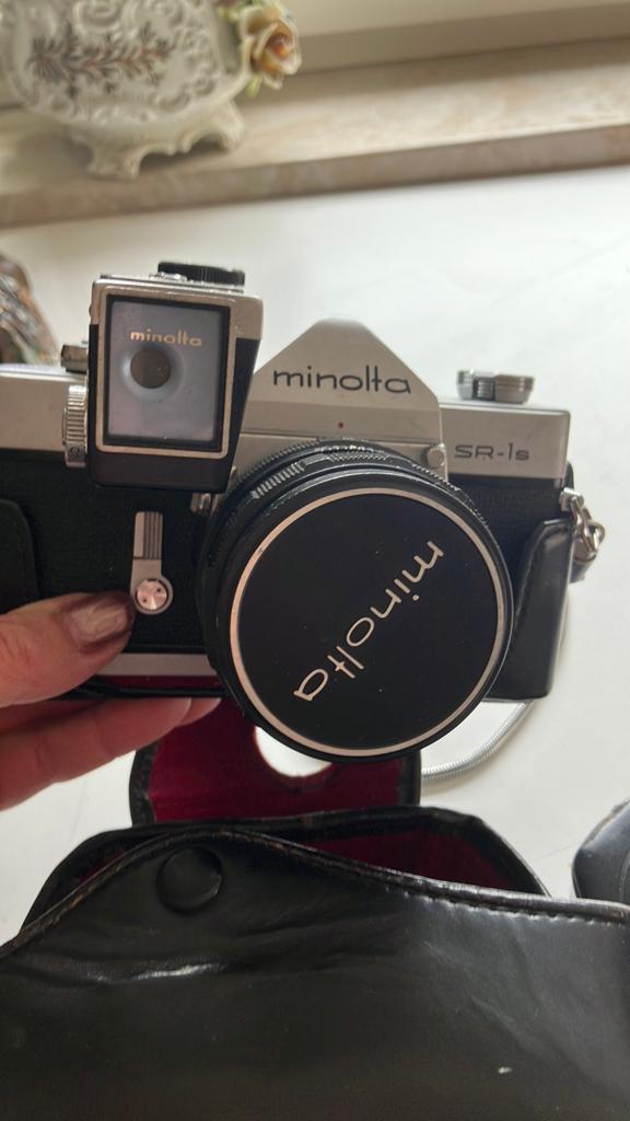 Minolta SR-1s spiegelreflexcamera +clip-on lichtmeter & tas, Audio, Tv en Foto, Fotocamera's Analoog, Ophalen, Zo goed als nieuw