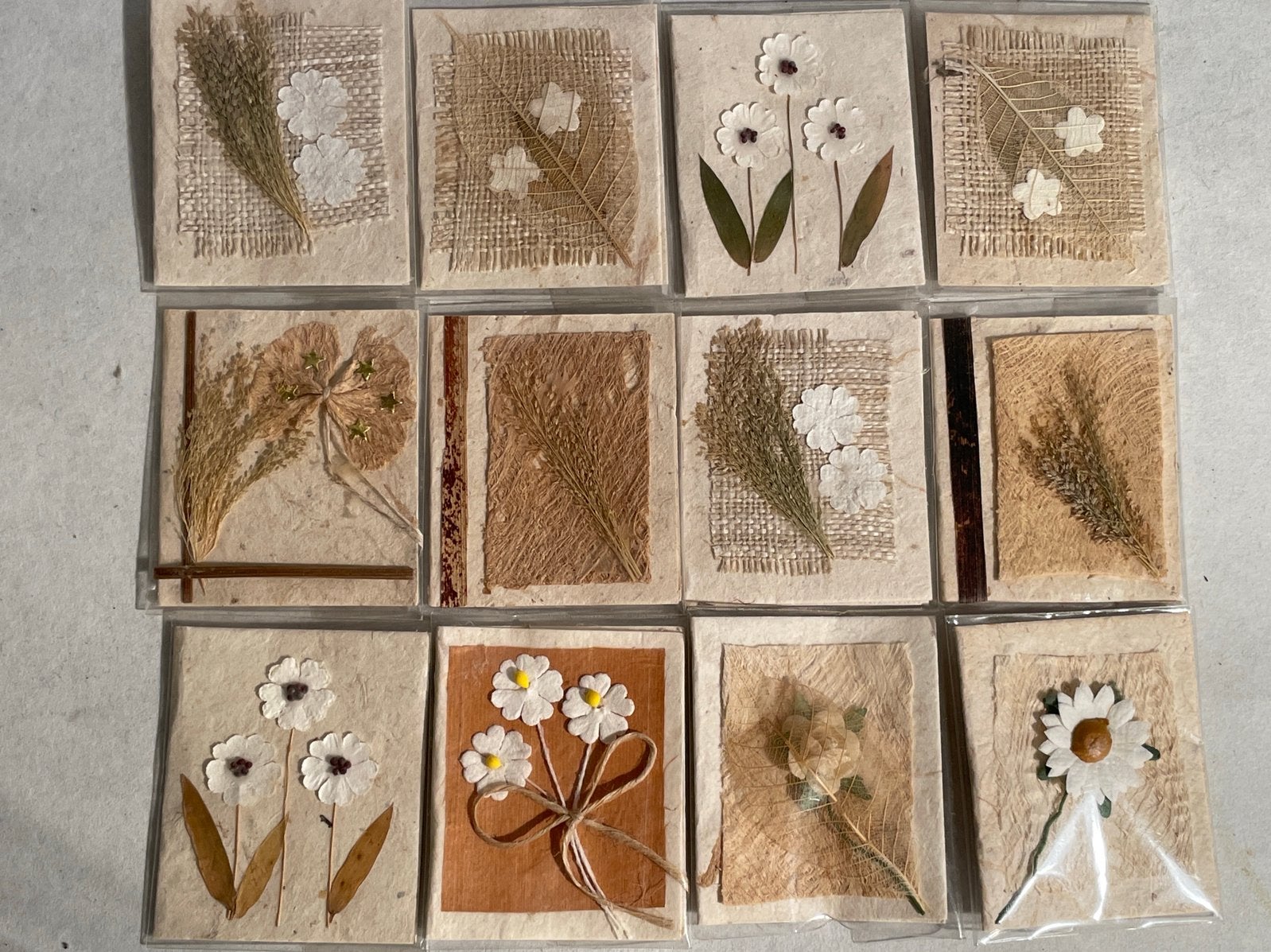 Handgemaakte botanische kaarten (12 stuks), Hobby en Vrije tijd, Scrapbooking, Ophalen, Zo goed als nieuw