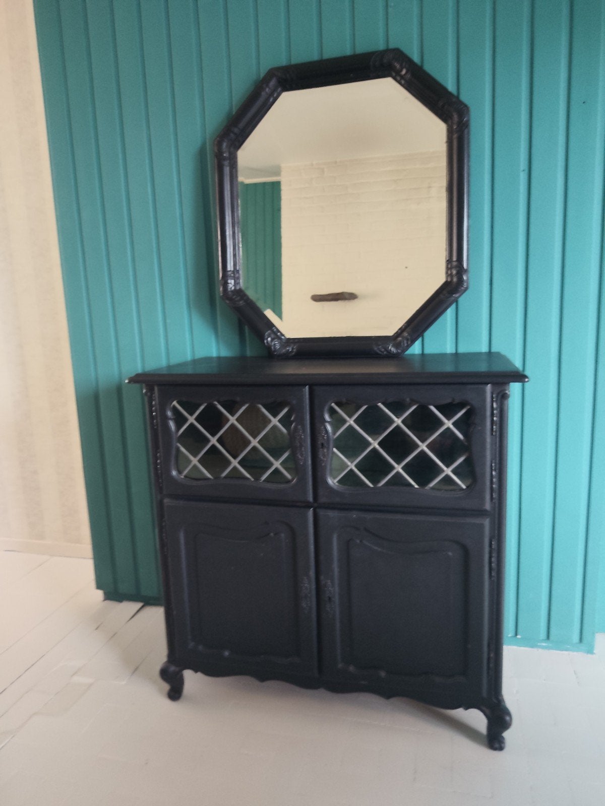 belle armoire noire avec miroir. parfait état, Maison & Meubles, Enlèvement