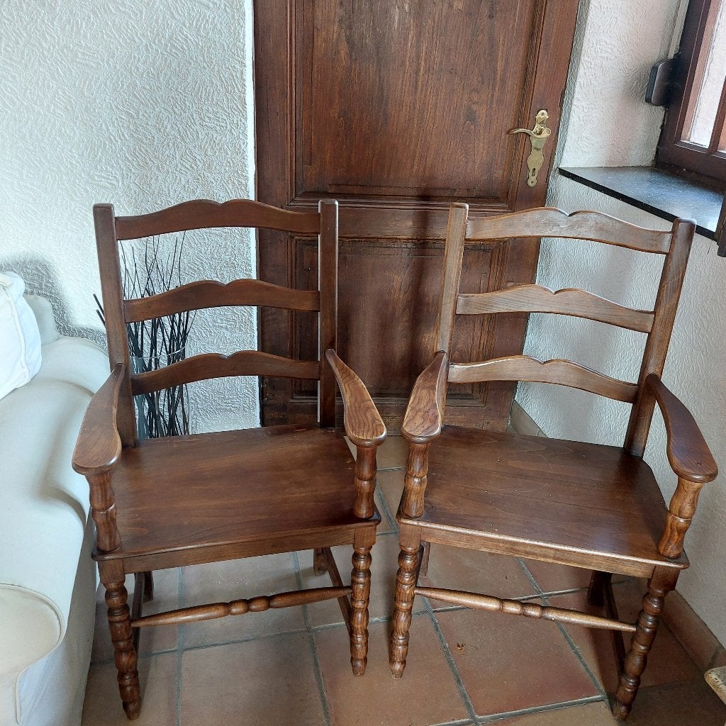 Paire de fauteuils  bois massif + 6 chaises Provenç Campagne, Enlèvement