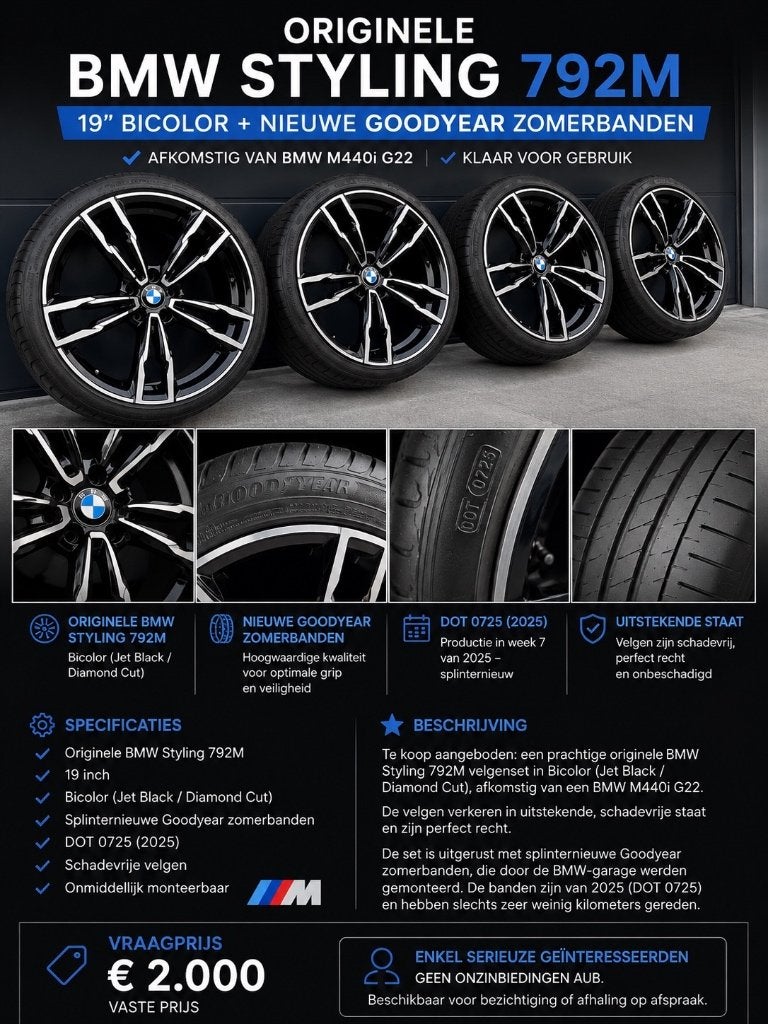Jantes bicolores 19 pouces d'origine BMW 792M, pneus d'été, Autos : Pièces & Accessoires, Neuf, Pneus et Jantes, 255 mm, Enlèvement ou Envoi