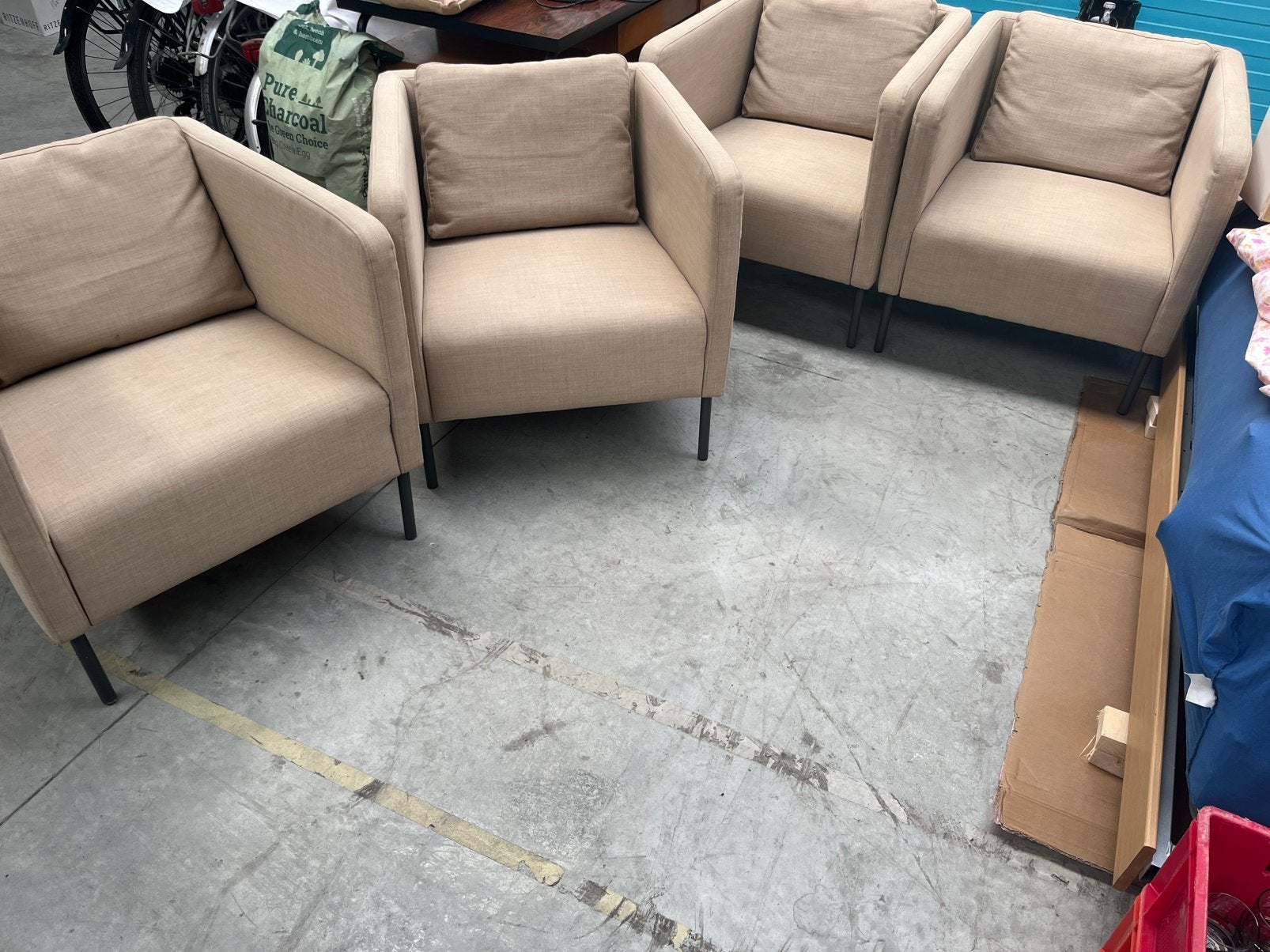 4 x Ekero armstoel (beige/geel), Maison & Meubles, Enlèvement, Comme neuf
