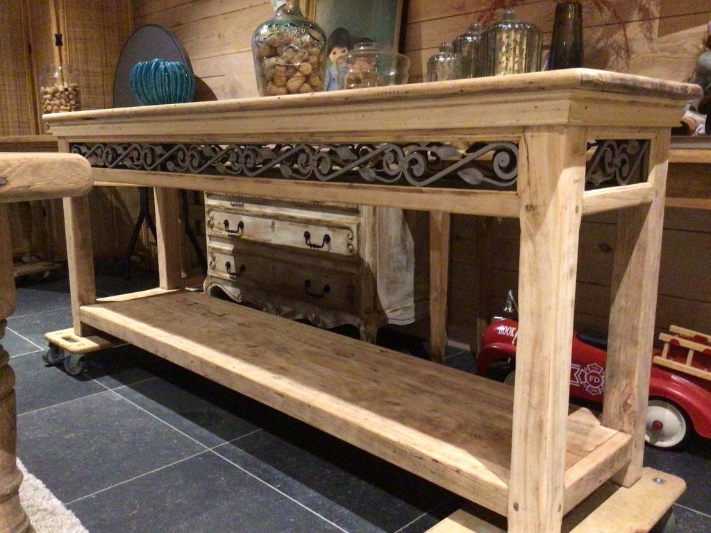 karaktervolle uitzonderlijke grote sidetable(zwaar), Ophalen, Teakhout, Stoer landelijk, Nieuw
