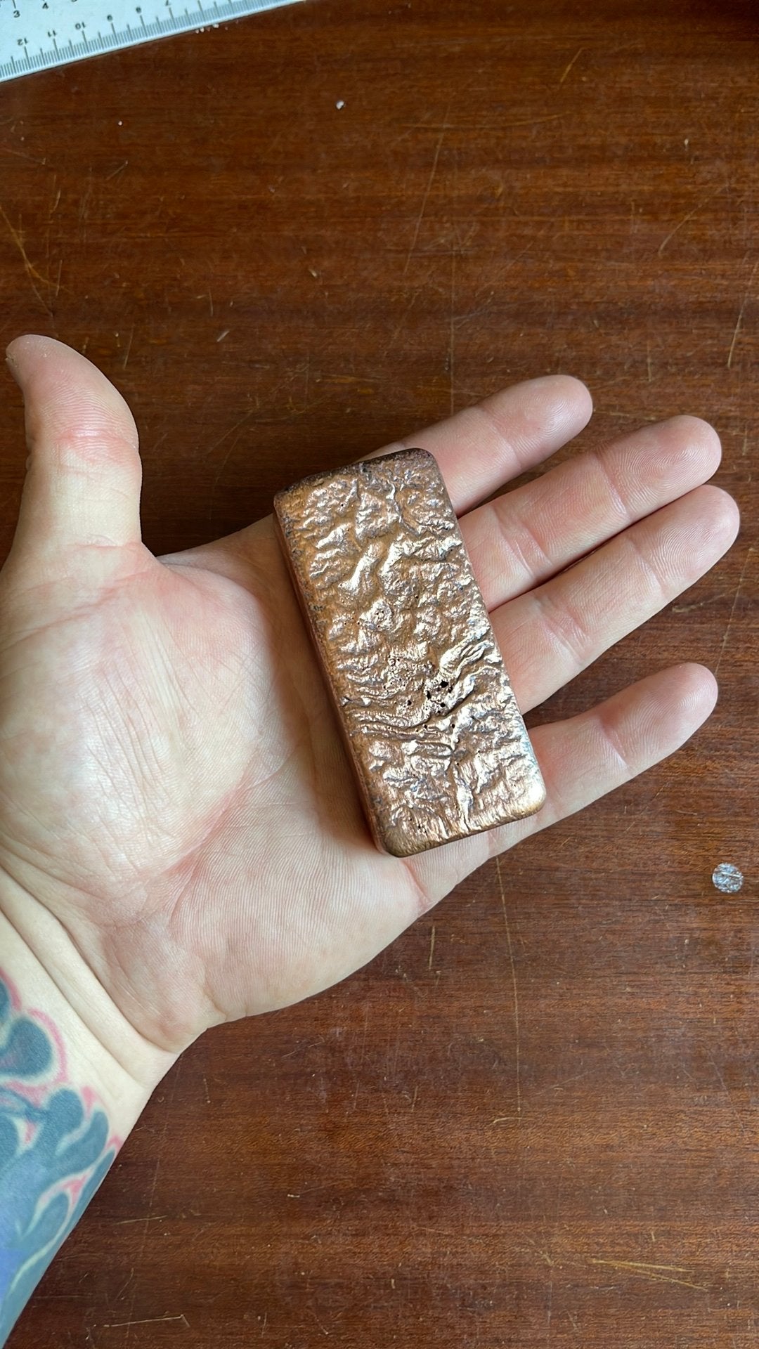 Massief koperen ingot 530 g – Handgegoten – Puur koper, Verzenden, Koper