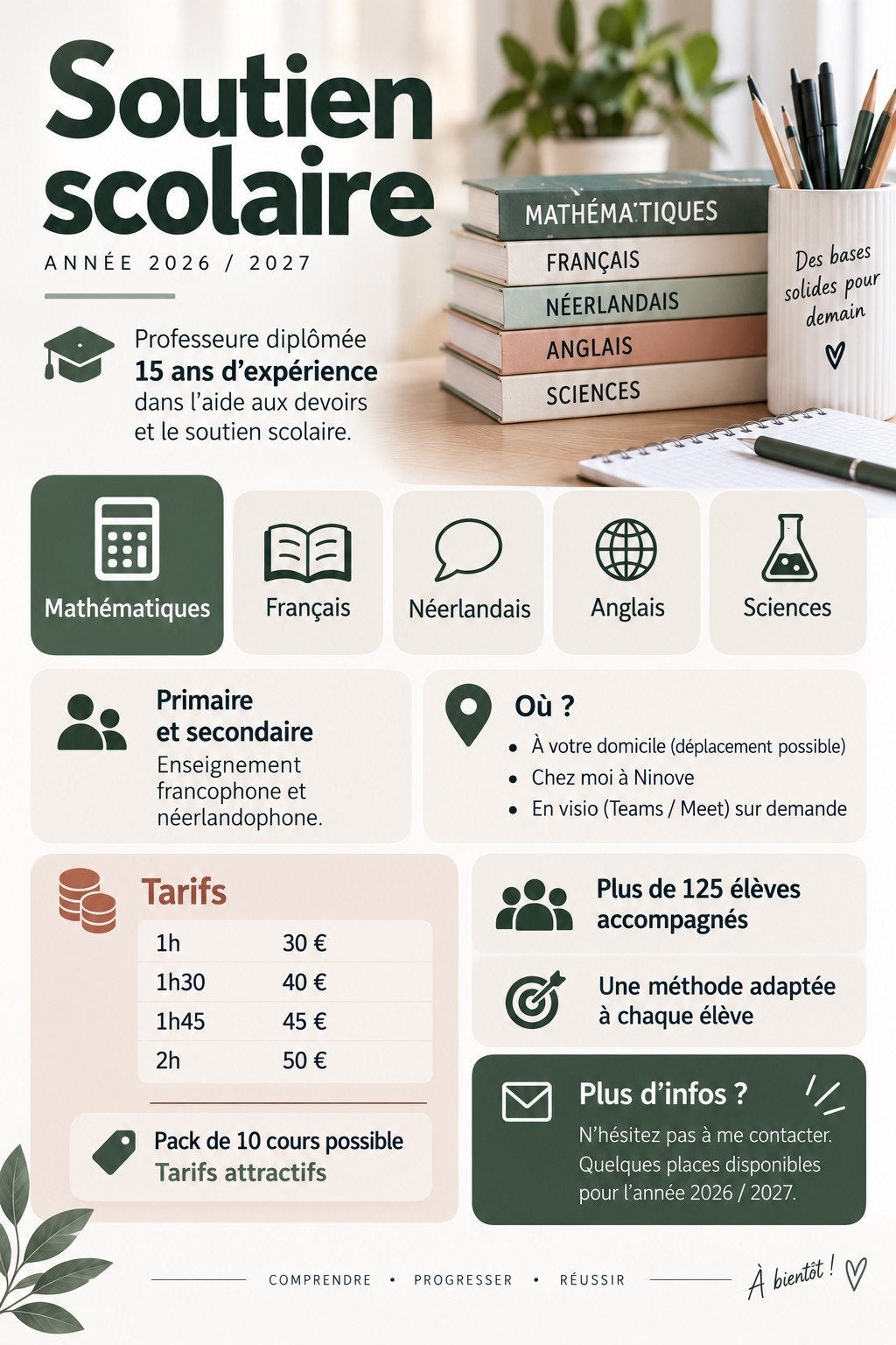 Soutien scolaire – Année 2026/2027 - Primaire/Secondaire, Livres, Enlèvement, Secondaire