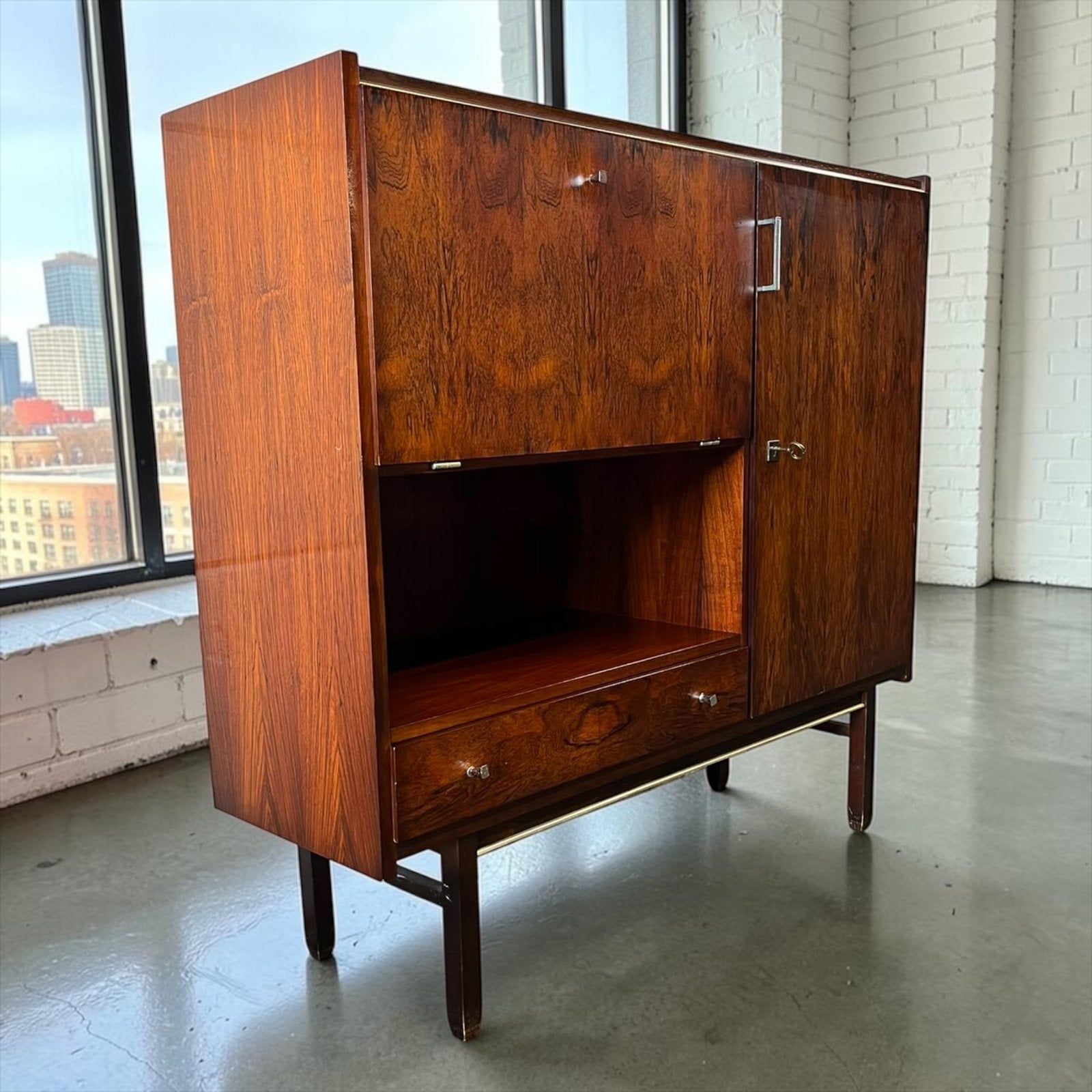 vintage houten palissander kast / barkast, Antiek en Kunst, Verzenden