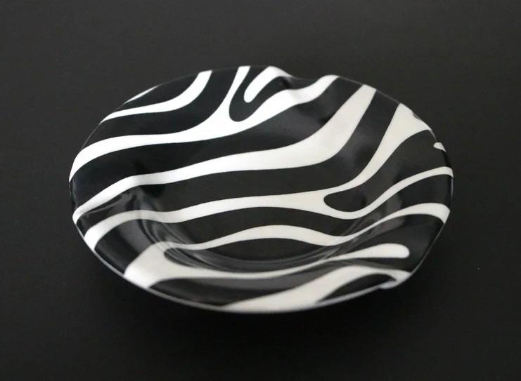 Zebra Print Ashtray by Ornamin" Vintage Cogebi Cendrier, Ophalen of Verzenden, Zo goed als nieuw, Asbak