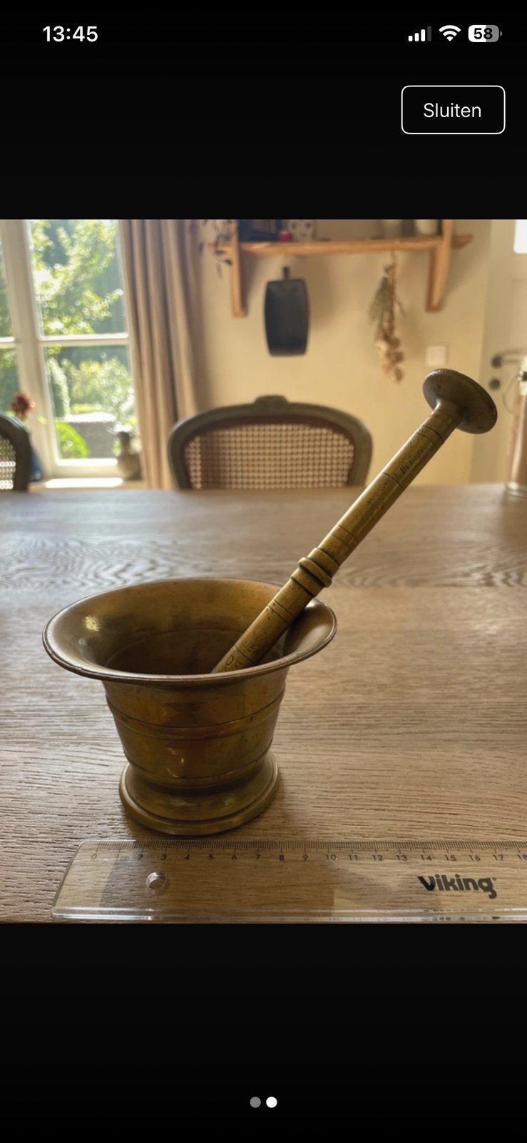 Bronzen vijzel en stamper, Antiek en Kunst, Ophalen, Brons