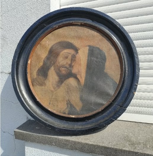 Huile sur toile 19eme Jésus, Enlèvement, Toile