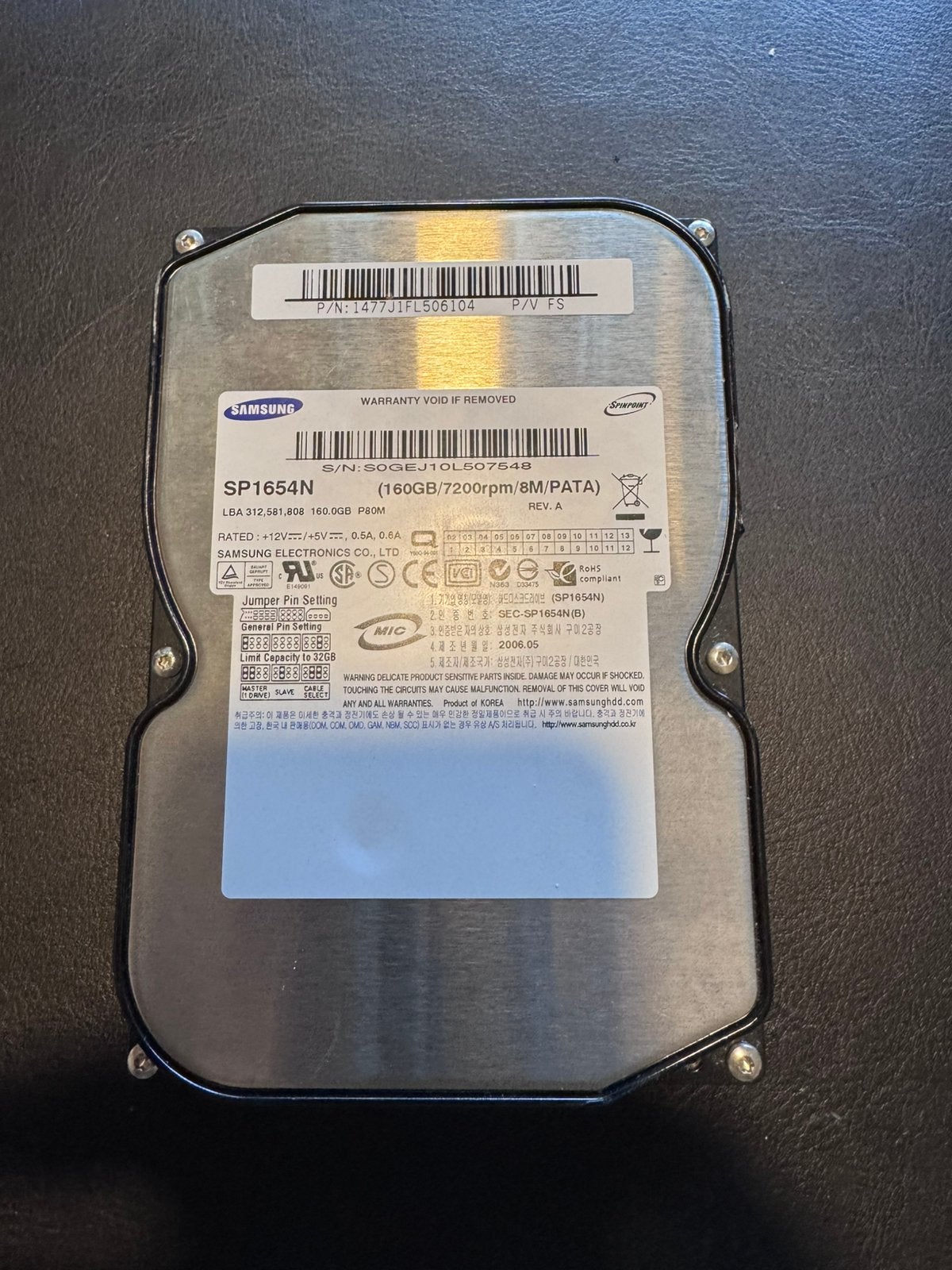 Hdd paralell Ata / IDE 160gb Samsung SP1654N, Computers en Software, Intern, Gebruikt, HDD, 160GB