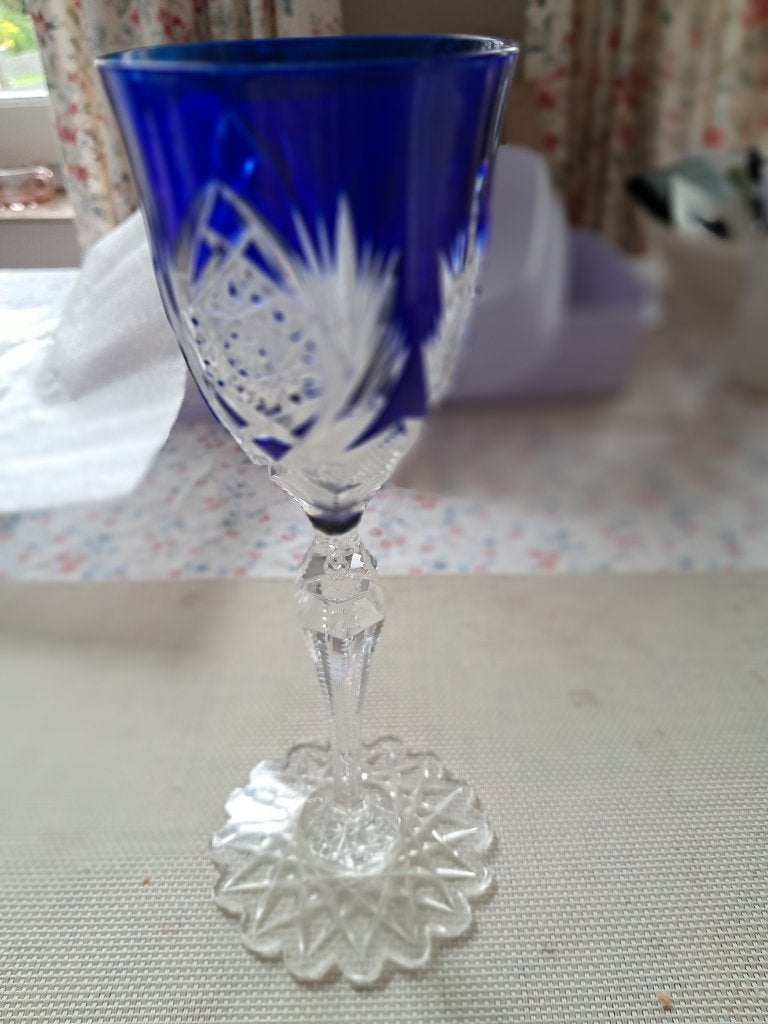 Verre bleu VSL ancien, parfait état, Collections, Enlèvement ou Envoi, Comme neuf, Cristal, Verre ou Verres