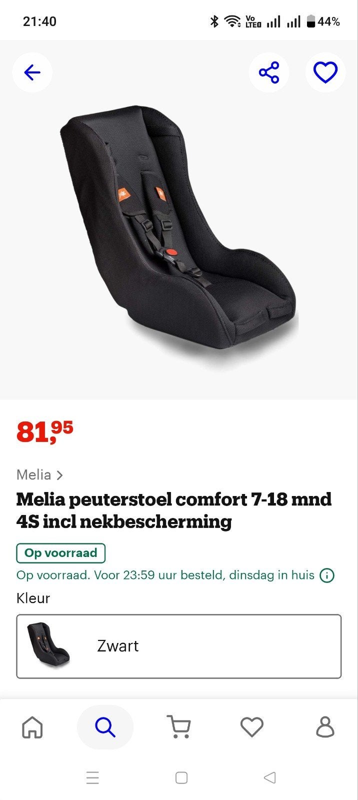 Melia Peuterschaal 3 punts voor bakfiets, Ophalen