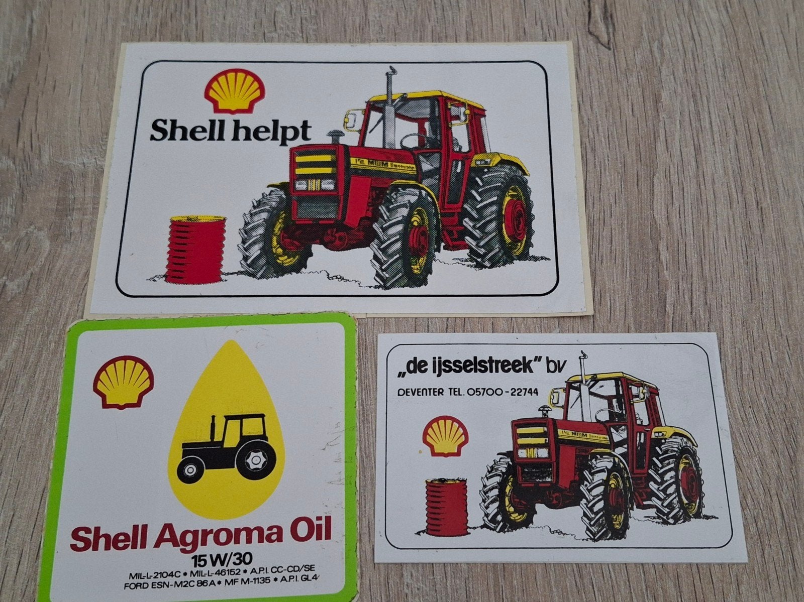 Lot vintage stickers thema tractor Shell oil, Verzamelen, Ophalen of Verzenden, Zo goed als nieuw, Merk