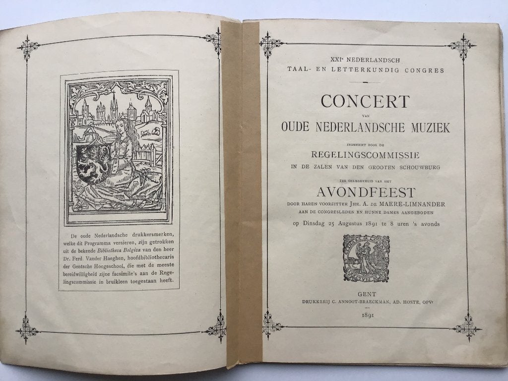 1891 : Concert van oude Nederlandsche muziek, Ophalen of Verzenden
