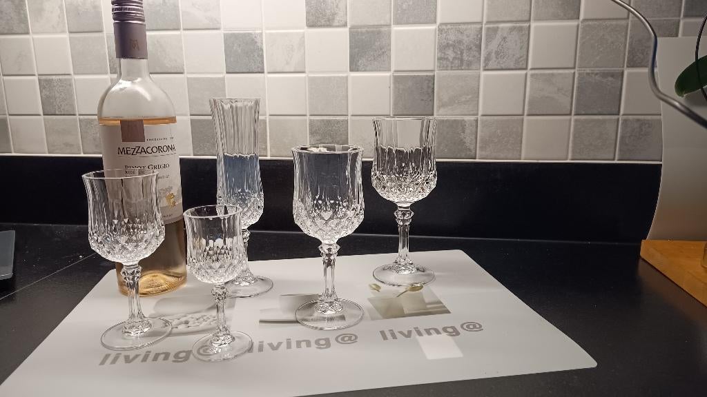 kristalen glazen set en fondue borden, Antiek en Kunst, Ophalen