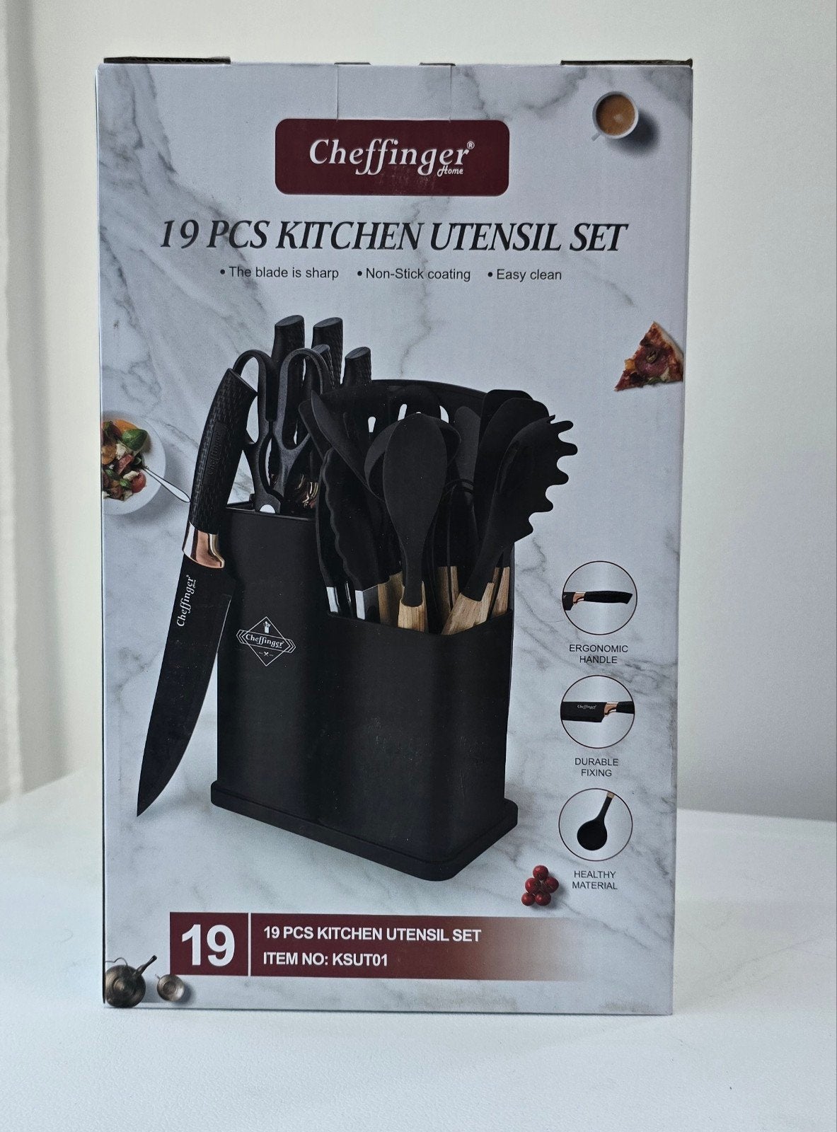 Cheffinger 19-delige Messenset & Keukengerei SetKSUT01–Nieuw, Huis en Inrichting, Keuken | Bestek, Ophalen, Messenset
