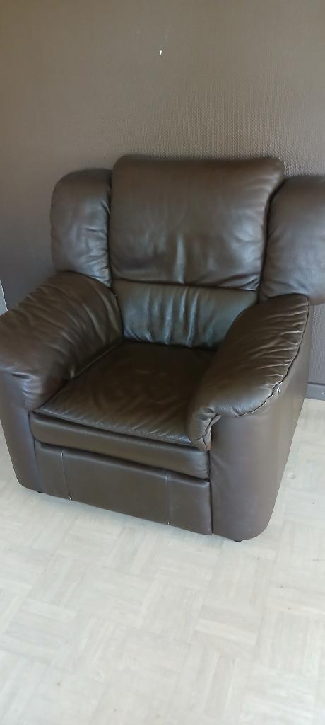 salonzetel, 1 zit , leder, Huis en Inrichting, Zetels | Zetels, Ophalen, Eenpersoons, Minder dan 75 cm, Leer