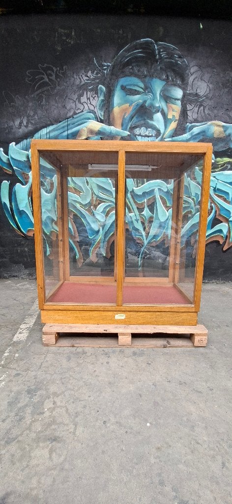 Vitrine bois et verre 120 cm de large sur 130 cm de haut, Maison & Meubles, Enlèvement, Utilisé