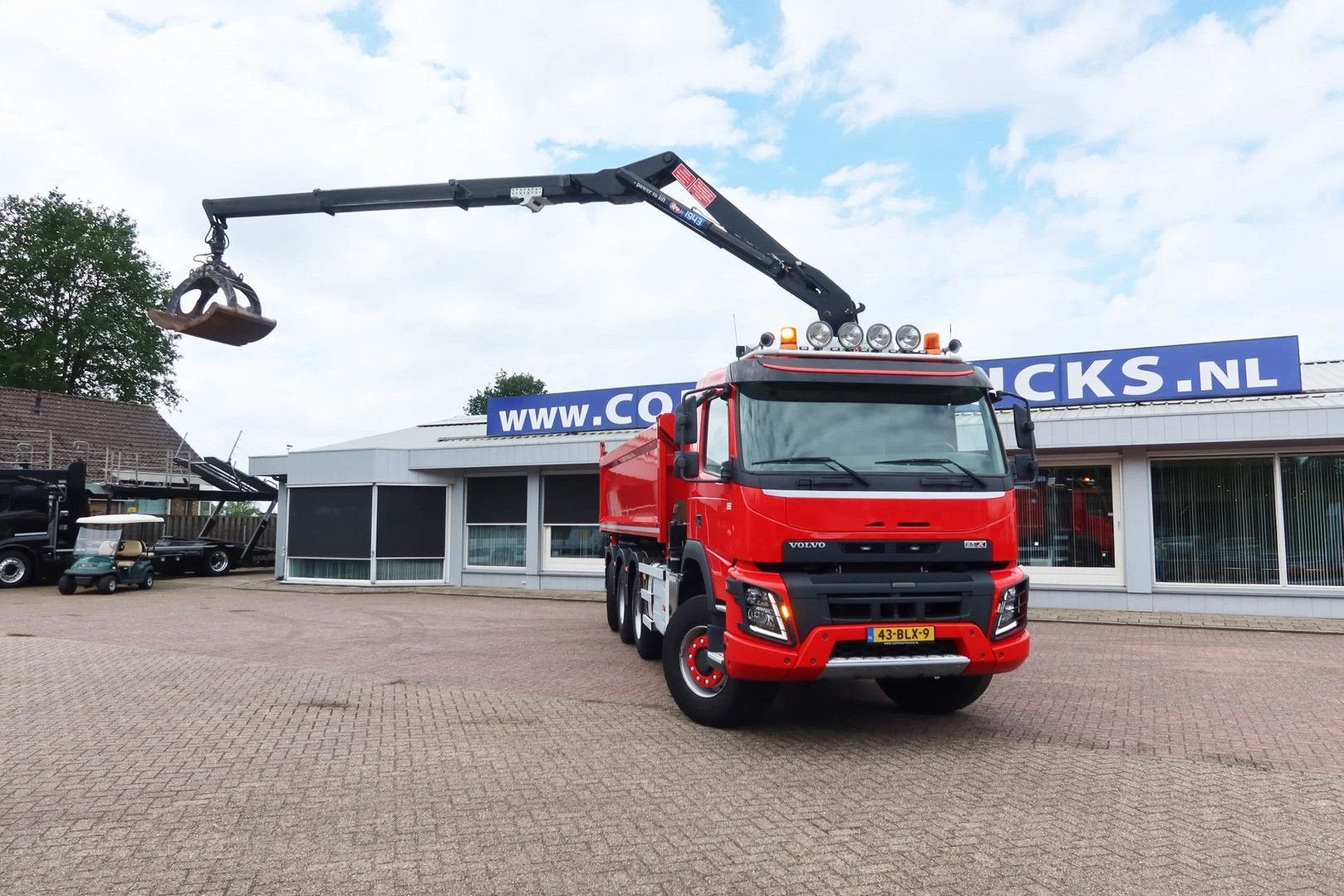 Volvo FMX 420 Kipper+Kraan H.M.F. 1943Z2 Rotor+Grijper, Auto's, Vrachtwagens, Bedrijf, ABS, Airconditioning, Cruise Control, Navigatiesysteem