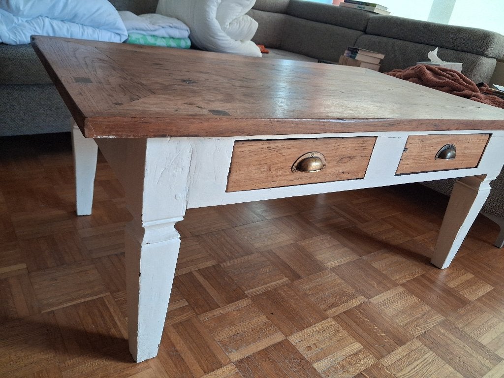 Salontafel met 2 lades, Huis en Inrichting, Tafels | Salontafels, Ophalen, 50 – 75, Gebruikt, 100 tot 150 cm