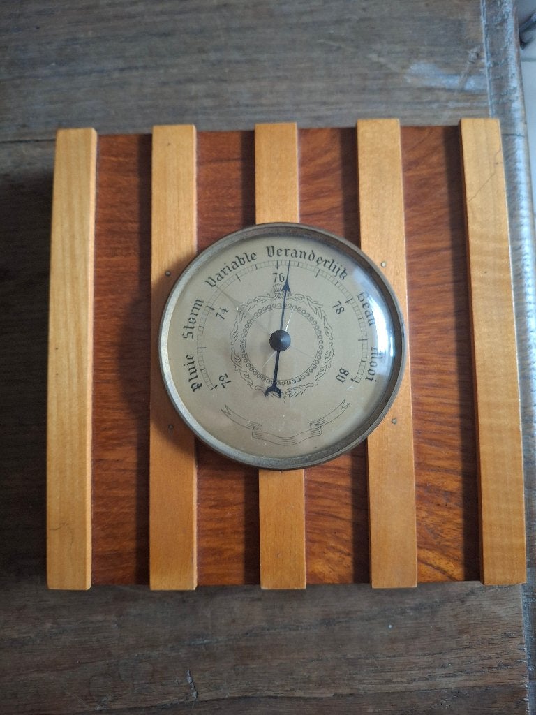 Vintage aneroïde barometer Mid-Century design, Ophalen, Gebruikt, Barometer