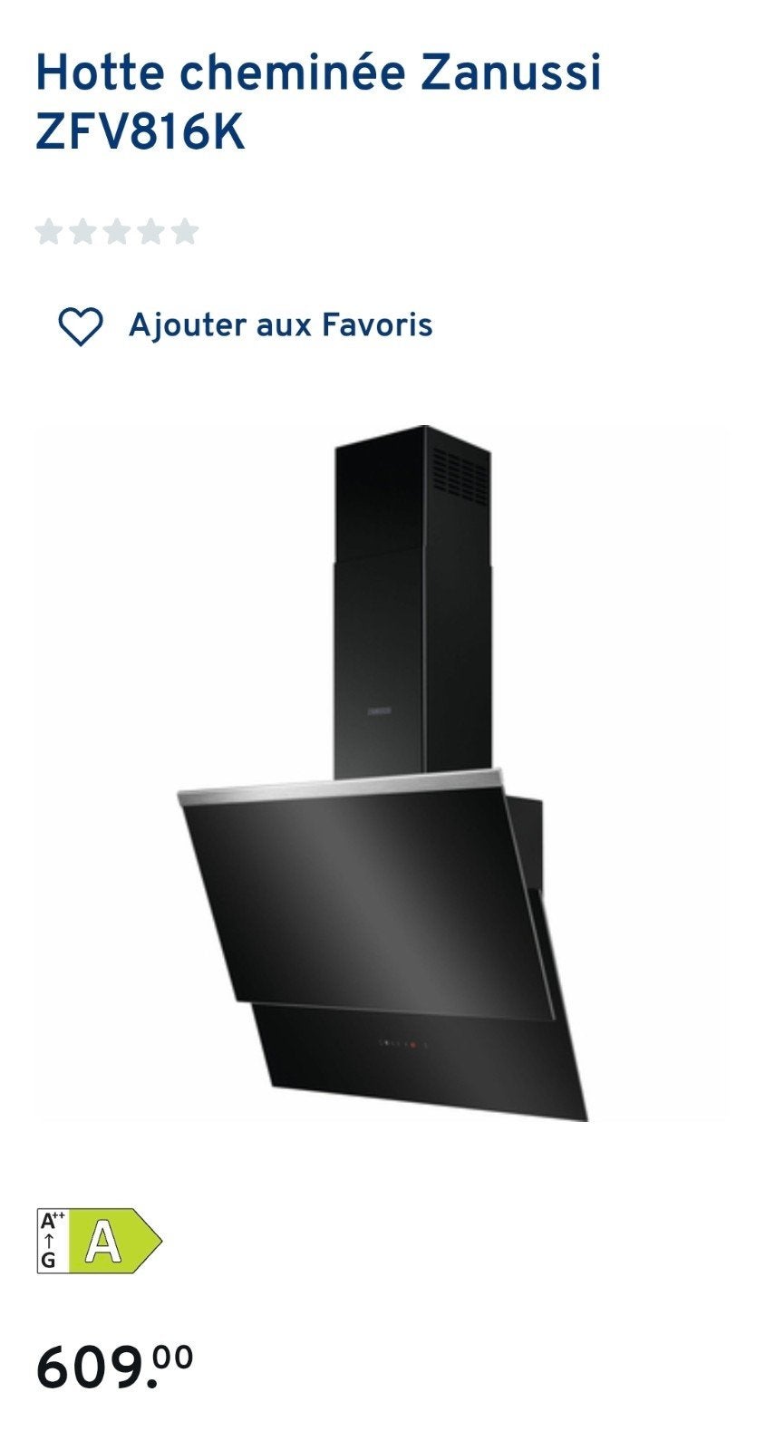 ZANUSSI 60cm zwarte decoratieve kap Nieuw, Elektronische apparatuur, Afzuigkappen, Ophalen, Nieuw, Vrijstaand, Wandschouwkap