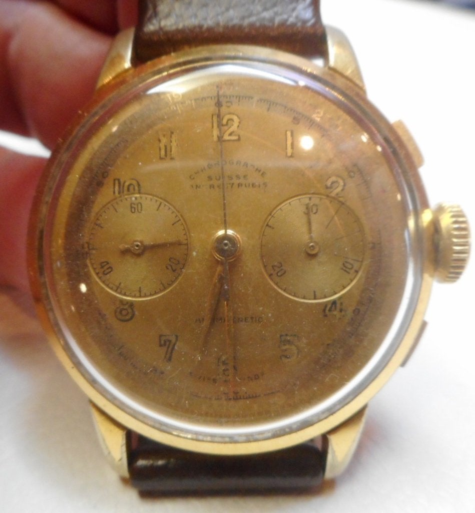 35) Chronographe Suisse mécanique vintage, Verzenden, Gebruikt