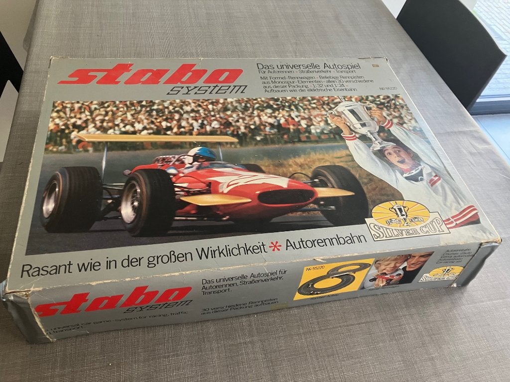vintage STABO system racebaan in originele verpakking, Kinderen en Baby's, Speelgoed | Racebanen, Ophalen, Zelf te bouwen, Elektrisch