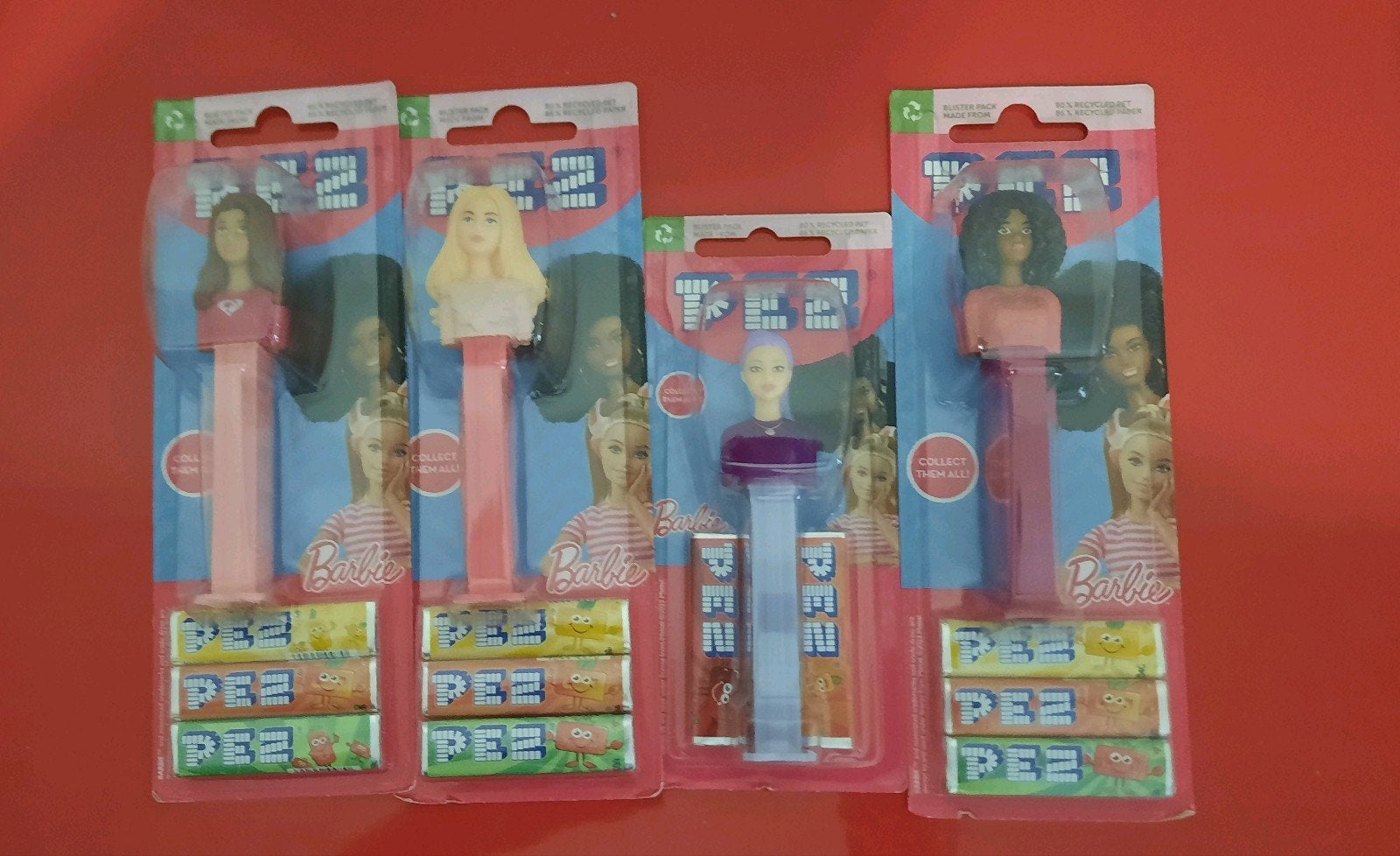 lot PEZ snoepdispenser BARBIE figuren vriendinnen, 4 stuks, Ophalen, Zo goed als nieuw