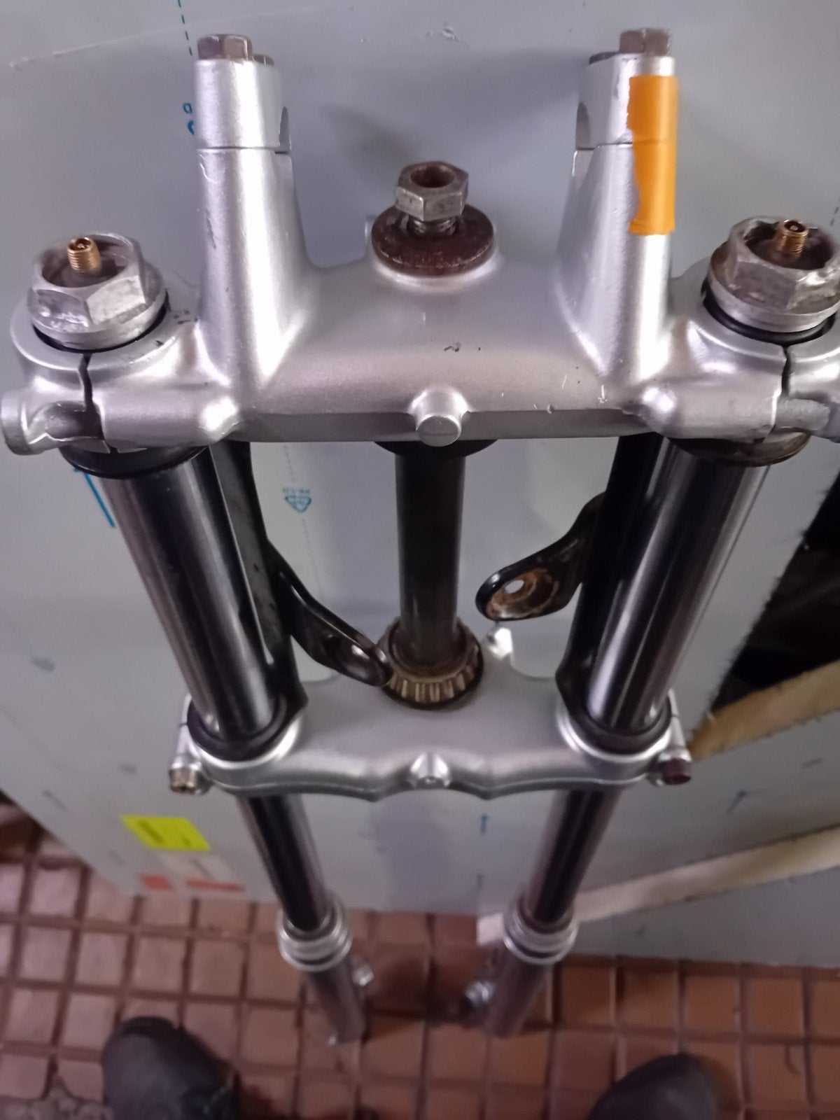 36 mm vork met Suzuki PE-koplampbeugels, Motoren, Ophalen, Gebruikt