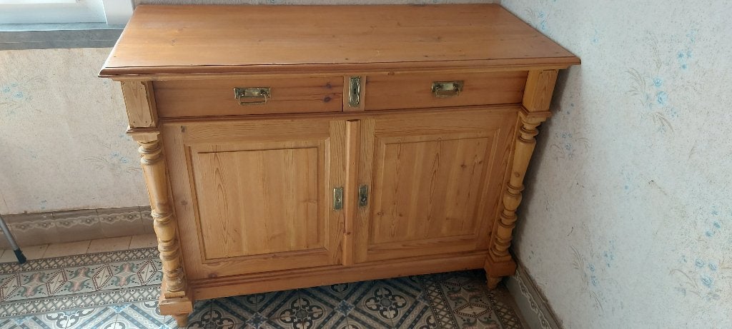 Antieke grenen commode nieuwstaat, Huis en Inrichting, Ophalen, 100 tot 150 cm, 1 of 2 laden, Zo goed als nieuw