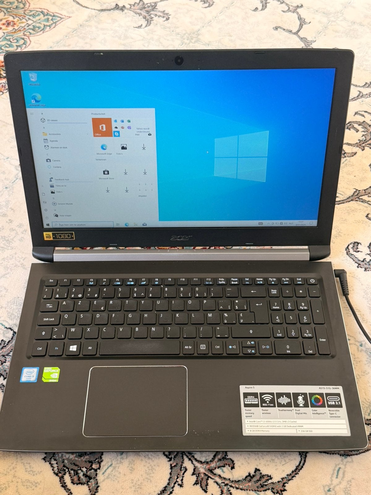 Acer Aspire 5 – i3 – 8GB RAM – 256GB SSD – GeForce 940MX, Enlèvement ou Envoi, Comme neuf, 8 GB, SSD