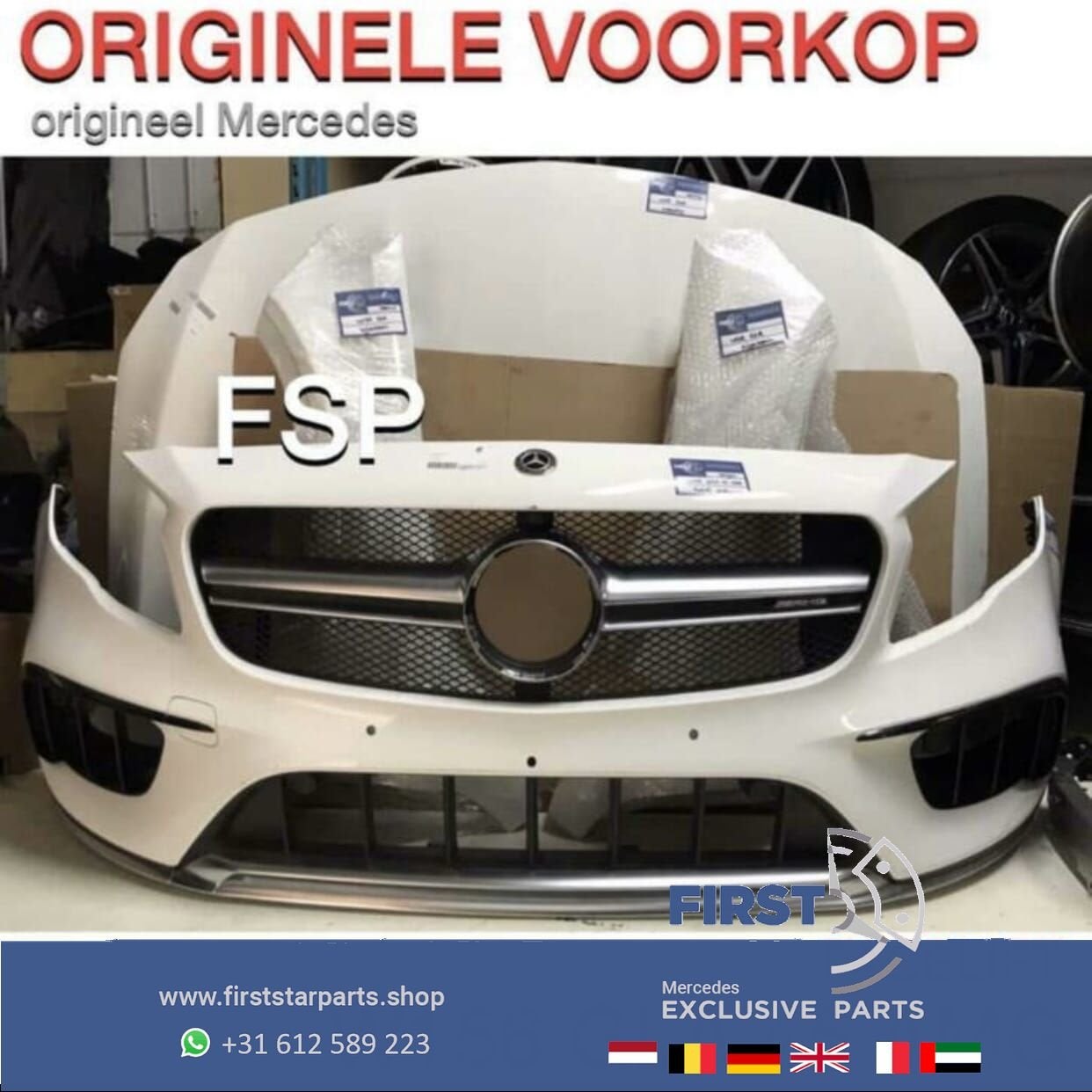 W156 X156 GLA 45 AMG FACELIFT VOORKOP WIT Mercedes 2016-2020, Gebruikt, -, Voor, Ophalen of Verzenden
