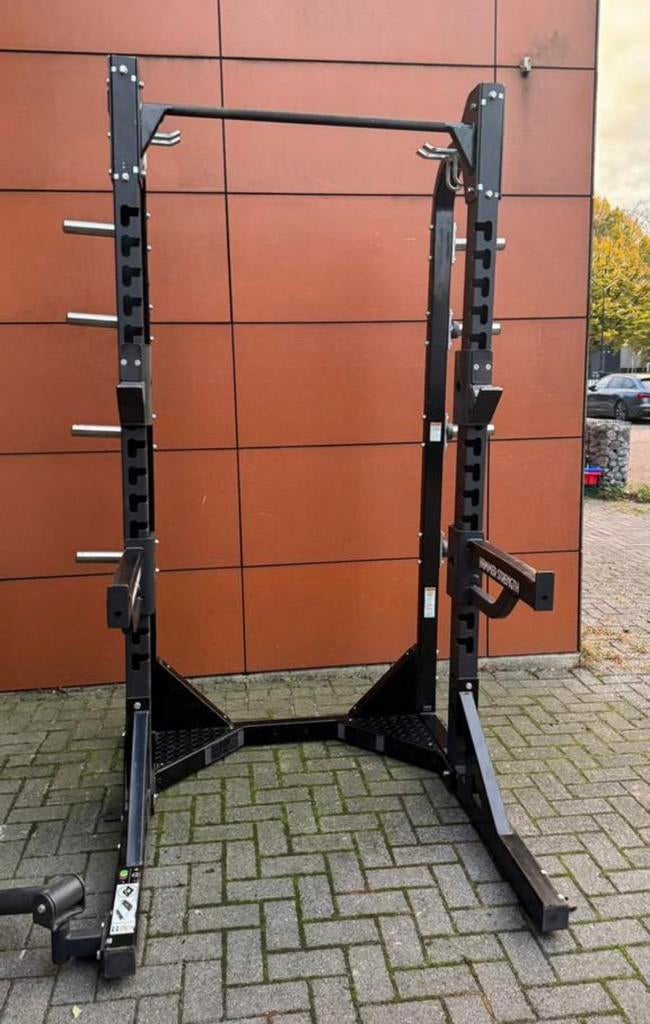 Hammer Strength Halfrack met Jhook en afleg spotters, Sports & Fitness, Équipement de fitness, Enlèvement