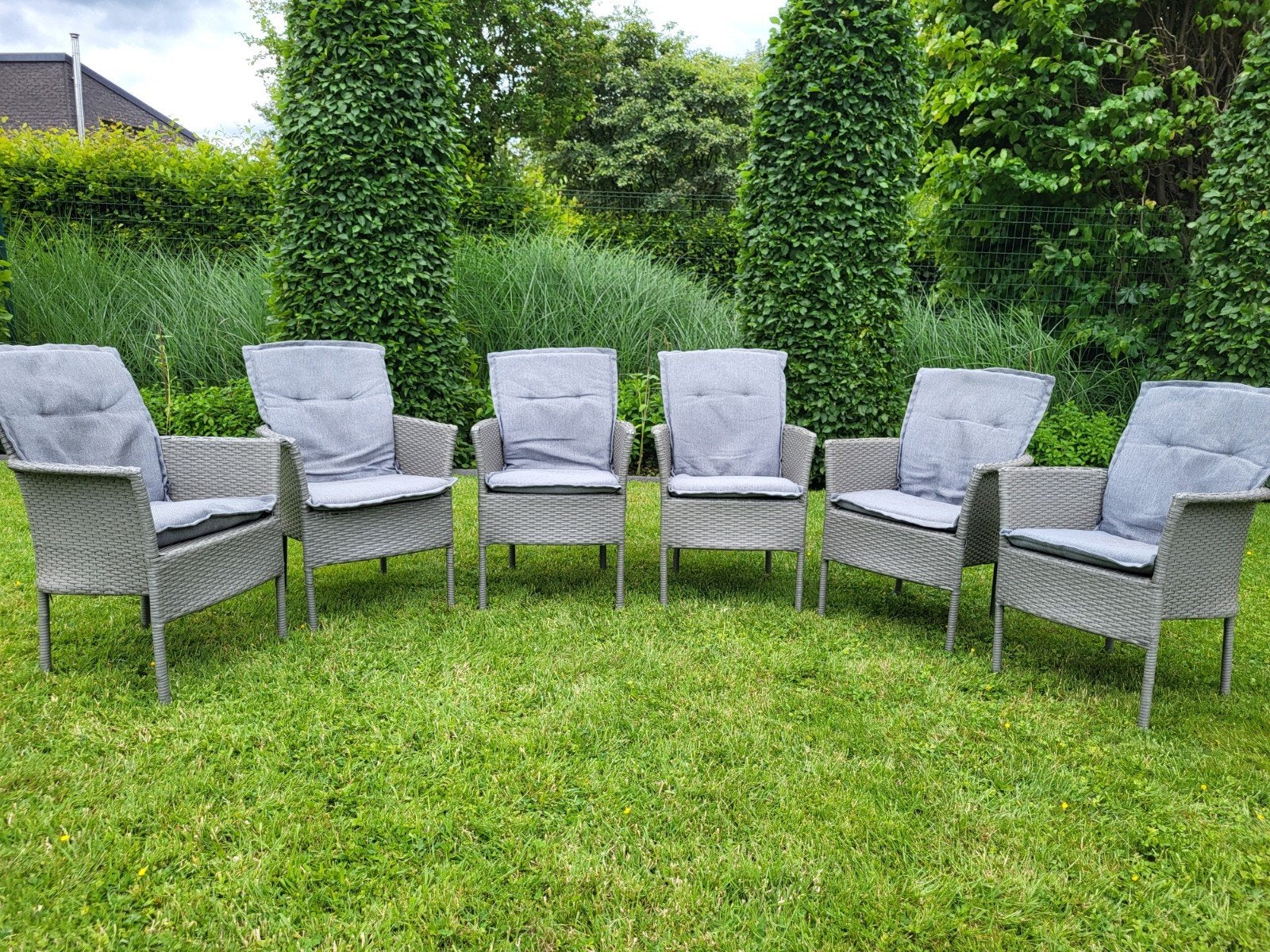 Terrasstoelen (polyrotan), 6 stuks, met kussens, Tuin en Terras, Tuinstoelen, Ophalen