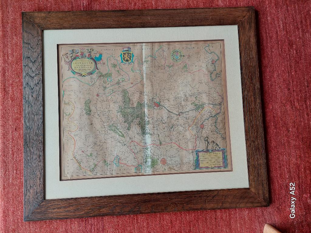 antieke historische kaart van Brabant, Brussel - W. Blaeu, Ophalen, 75 cm, Met tekst, 64 cm