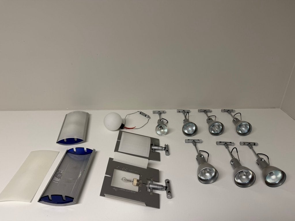 OLIGO railsysteem 12V, 6,5 m rail, jaren ‘90 design, Ophalen, Halogeen, Gebruikt, Overige merken