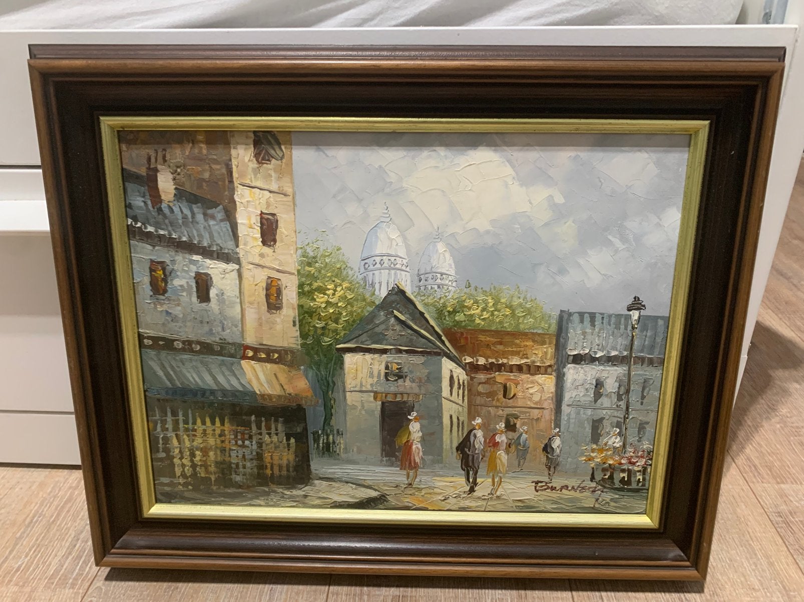olieverfschilderij gesigneerd Caroline C. Burnett Parijs, Doek, Impressionistisch, Ophalen of Verzenden, Olieverf