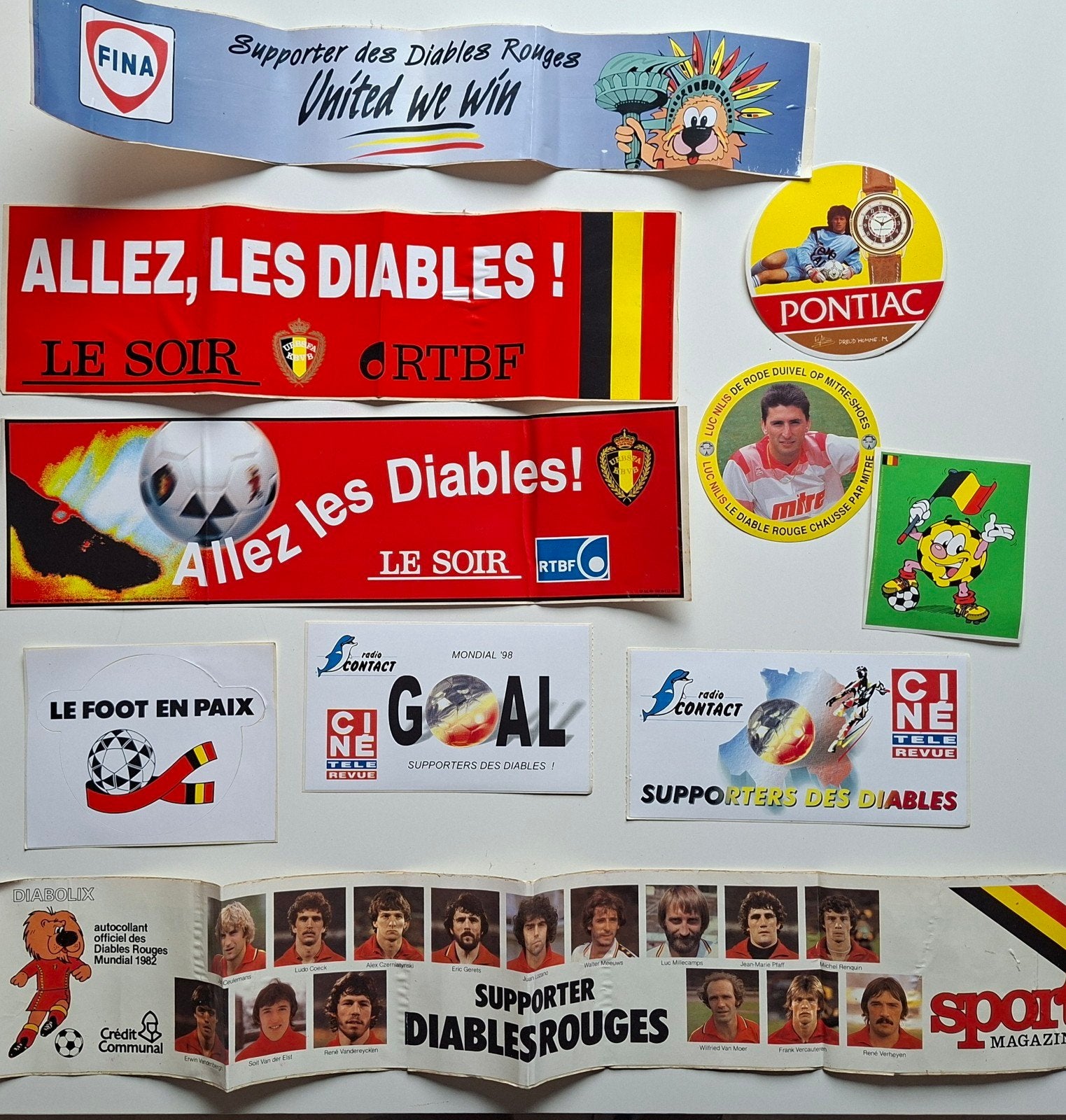 Lot stickers Rode Duivels voetbal Les diables routes België, Verzamelen, Ophalen of Verzenden, Zo goed als nieuw, Sport