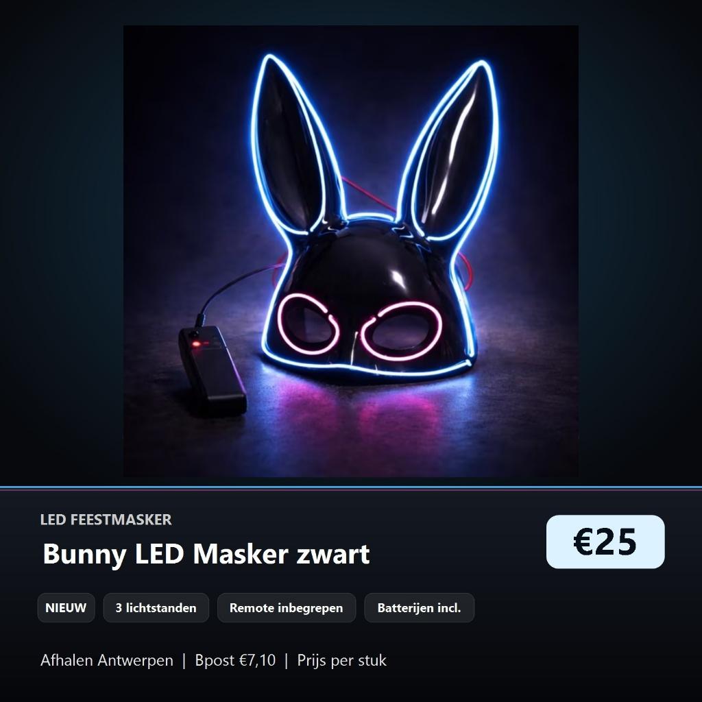 LED Maskers | Bunny Wit, Zwart, Skull, Darth Vader | Remote, Ophalen of Verzenden, Nieuw