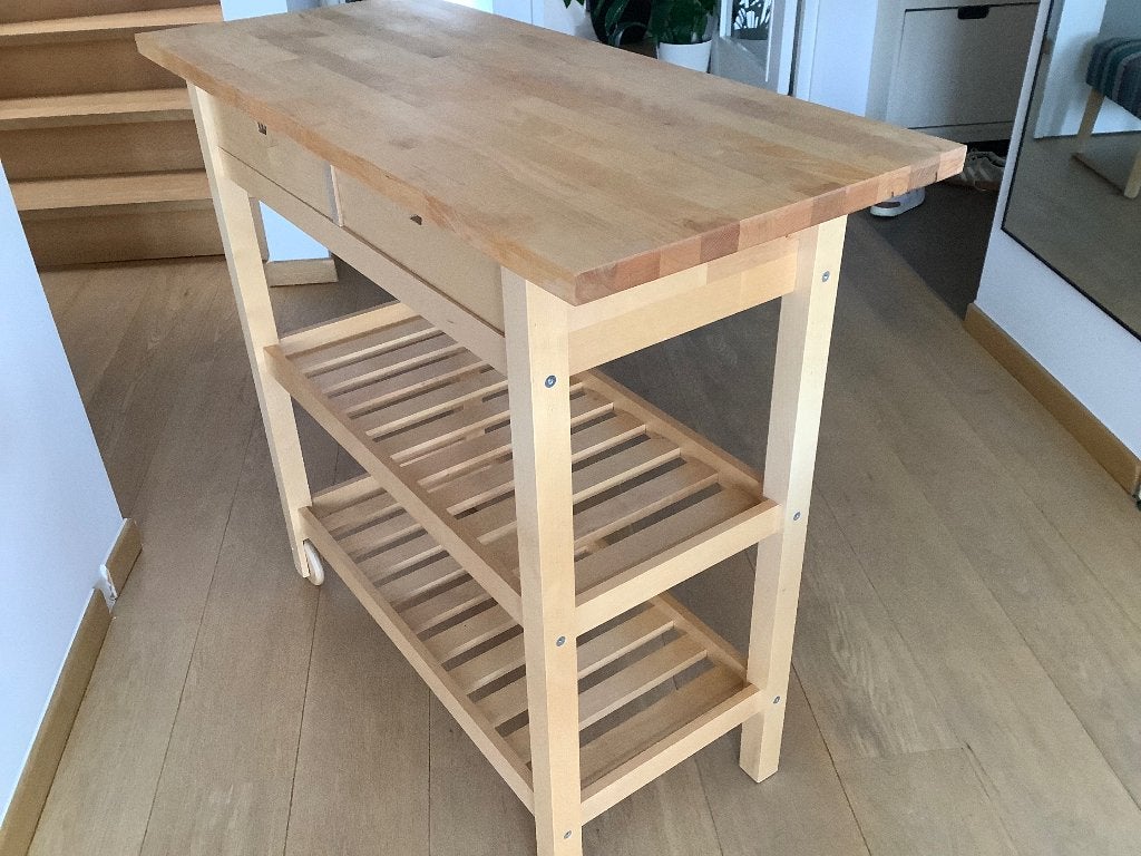 Desserte / Îlot de cuisine IKEA FÖRHÖJA en bouleau massif, 25 à 50 cm, Moins de 100 cm, Comme neuf, Enlèvement