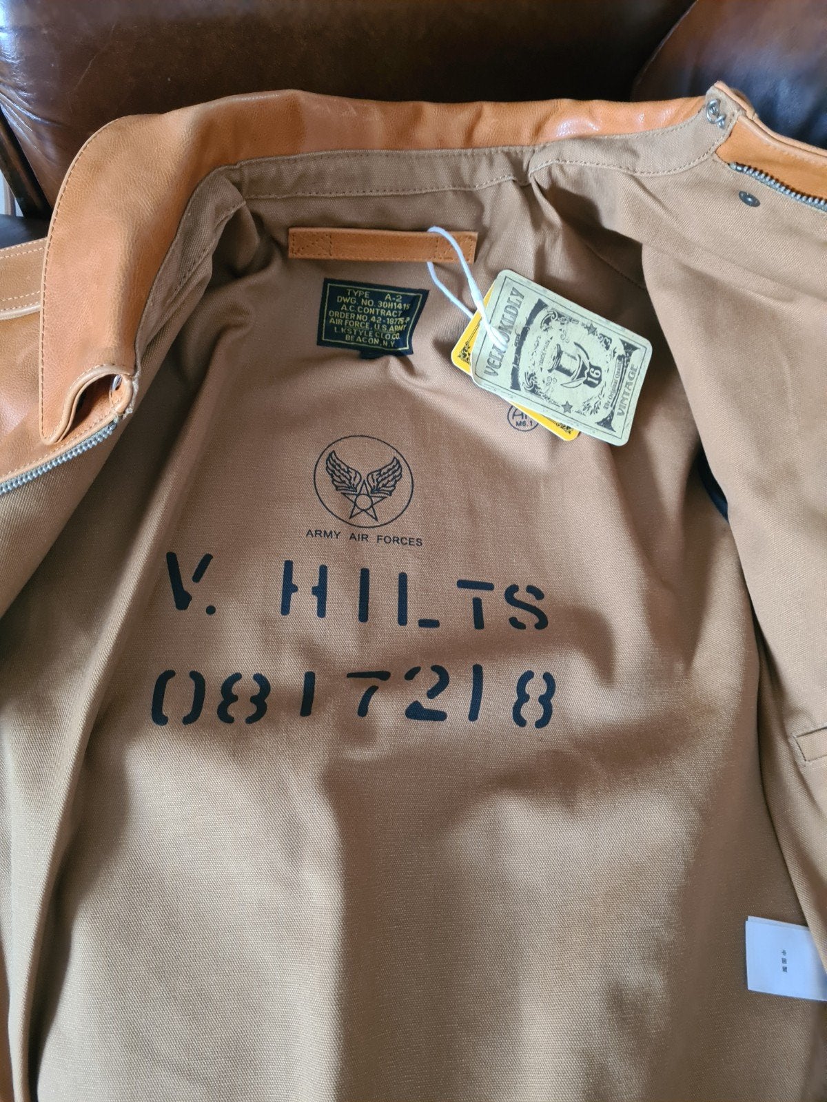 veste en cuir A2 US ARMY AIRFORCE PILOT NEUF TAILLE S 400€, Enlèvement, Neuf, Taille 46 (S) ou plus petite