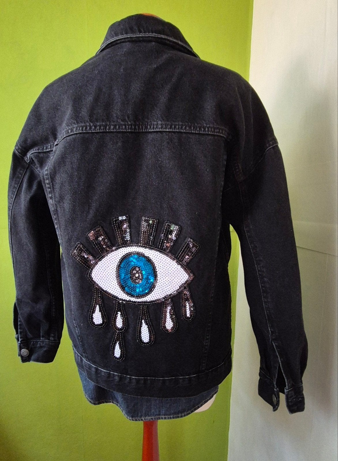 bershka oversized jeansjasje met oogpatch, Kleding | Dames, Ophalen of Verzenden, Zwart