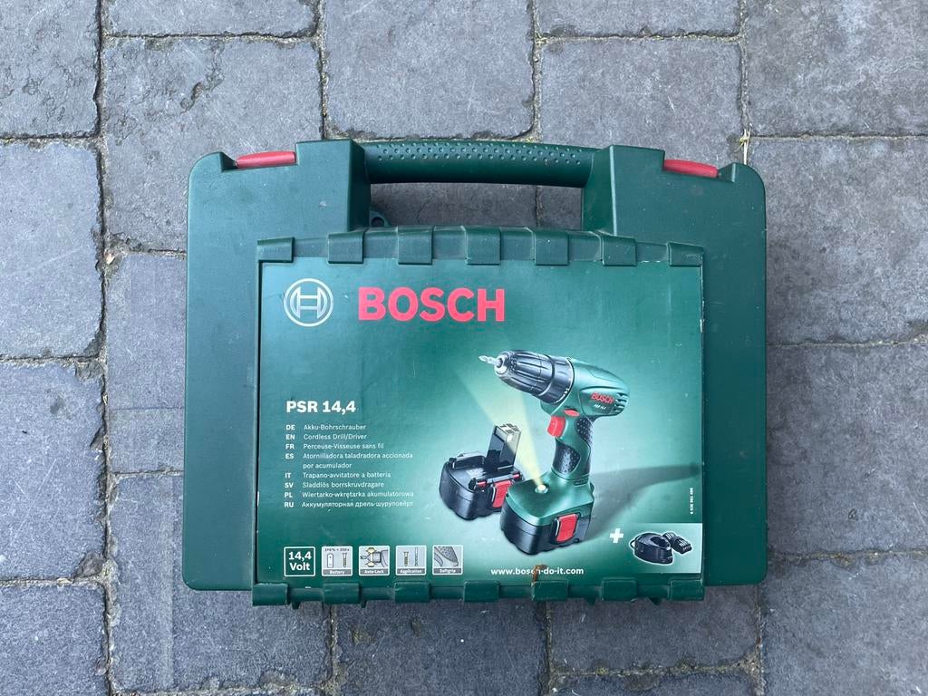 Bosch PSR 14,4 Accu Boor-/Schroefmachine met Koffer, Ophalen, Gebruikt, Variabele snelheid, Boor- en Schroefmachine